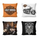 Kit 4 Capas de Almofadas Harley Davidson Decorativas Para Sofá 40x40 - Novadecora