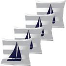 Kit 4 Capas De Almofadas Navegação Barco À Vela Marítima