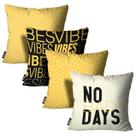 Kit 4 Capas de Almofadas No Bad Days Amarelo e Preto 45x45