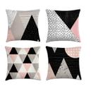 Kit 4 capas de almofadas nórdico rosa e preto 40x40