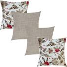 Kit 4 Capas de Almofadas Paradise Floral Vermelho e Textura Bege 45x45cm