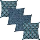 Kit 4 Capas de Almofadas Pavão e Geométrico Azul 45x45cm