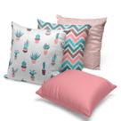 kit 4 capas de almofadas rosa com azul 40X40