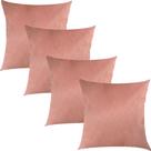 Kit 4 Capas de Almofadas Rosê Liso Veludo 45x45cm