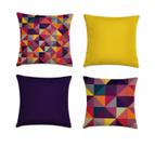 Kit 4 capas de almofadas Roxo e amarelo