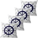 Kit 4 Capas De Almofadas Timão Azul Navegação Marítima