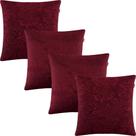 Kit 4 Capas de Almofadas Veludo Floral e Liso Marsala 45x45cm