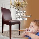 Kit 4 Capas de Cadeira Impermeável - Marrom Escuro