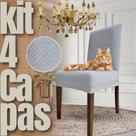Kit 4 Capas de Cadeira Linha Gold Anti Gato Egípcia - Cinza Claro