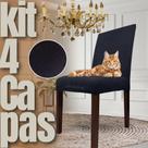 Kit 4 Capas de Cadeira Linha Gold Anti Gato Egípcia - Preto