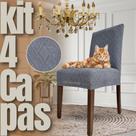 Kit 4 Capas de Cadeira Linha Gold Anti Gato Indiana - Cinza