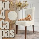 Kit 4 Capas de Cadeira Linha Gold Anti Gato Indiana - Creme