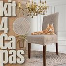 Kit 4 Capas de Cadeira Linha Gold Anti Gato Indiana - Greige