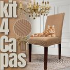 Kit 4 Capas de Cadeira Linha Gold Anti Gato Italiana - Marrom/Caramelo