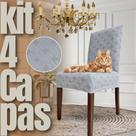 Kit 4 Capas de Cadeira Linha Gold Anti Gato Portuguesa - Cinza Claro