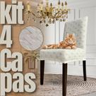 Kit 4 Capas de Cadeira Linha Gold Anti Gato Portuguesa - Creme
