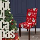 Kit 4 Capas de Cadeira Natalinas Ho Ho Ho - Vermelho Kit 4 Capas de Cadeira Natalinas Ho Ho Ho - Vermelho