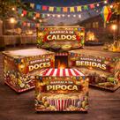 Kit 4 Capas De Mesa de Tecido Sublimado Barracas Festa Junina 140x70x70 cm