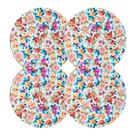 Kit 4 Capas de Sousplat Redondo Bege floral Dig.- 35x35 cm