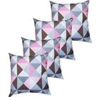 Kit 4 Capas Para Almofada 45 Cm X 45 Cm Suede Triângulo - Casa Chick Estampa Triângulo Rosa