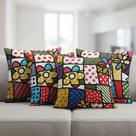 Kit 4 Capas para Almofada Romero Britto 45x45cm Arte, Cor e Praticidade para sua Decoração
