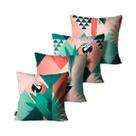 Kit 4 Capas para Almofadas Mdecore Arara Coloridas 45x45cm