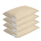 Kit 4 Capas Protetoras Fronha de Travesseiro Bege Com Zíper Proteção Total Antiácaro