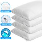 Kit 4 Capas Travesseiro Impermeável Branco com Zíper e Antialérgico 50cm x 70cm Classic Line
