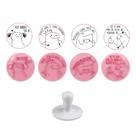 Kit 4 Carimbos para Doces Flork 5cm Rosa Bb Bluestar