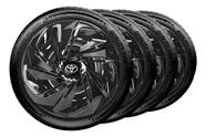Kit 4 Carlota Esportiva Aro 14 Black Toyota Etios Jogo Calota Corolla