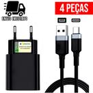 Kit 4 Carregador Rapido Tipo C USB Cabo Super Rapido 2.4A