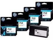 Kit 4 Cartucho HP 712 Preto 80ml Color 29ml T210 T250 T650 Kit 4 Cartucho HP 712 Preto 80ml Color 29ml T210 T250 T650