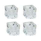 Kit 4 Castiçais/Suporte Cubo de Gelo de Vidro Decorativo 4,6x4,4CM