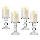 Kit 4 Castiçal Porta Velas Vidro Velas 2 Em 1 Redonda E Fina