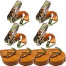 kit 4 Catraca gancho aço 4000kg Cinta Amarração 4.5m 25mm Carga moto Jet Ski Barco sinta caminhão Cor Laranja preto