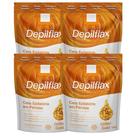 Kit 4 Cera Quente Depilatória Profissional Glitter Gold Depilflax Em Perolas 1Kg Grande