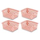 Kit 4 Cesta Cestinha Pequena 16x12,5x6,2 cm Organizador Geladeira Transparente Caixa Multiuso