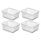Kit 4 Cesta Cestinha Pequena 16x12,5x6,2 cm Organizador Geladeira Transparente Caixa Multiuso