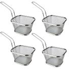 Kit 4 Cestas Aço Inox Com Alça Para Servir Frituras Porções Aperitivos Petiscos 10,5x9x6cm - Ke Home