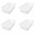 Kit 4 Cestinhos Organizador Multiuso Pequeno Vazado Com Alças Cleaning 29x19x8CM 3UD