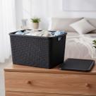 Kit 4 Cesto Caixa Organizadora Rattan Grande 40l com Tampa Kit 4 Cesto Caixa Organizadora Rattan Grande 40l com Tampa