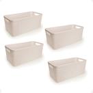 Kit 4 Cesto Juta Organizador Alongado Grande Decoração Branco 7,4L