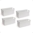 Kit 4 Cesto Juta Organizador Alongado Medio Decoração Branco 3,7L