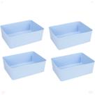 Kit 4 Cesto Multiuso Decorativo Azul 19x13,5x6,5Cm