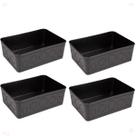 Kit 4 Cesto Multiuso Decorativo Preto 19x13,5x6,5Cm