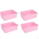 Kit 4 Cesto Multiuso Decorativo Rosa 19x13,5x6,5Cm