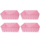 Kit 4 Cesto Multiuso Organizador Premium Rosa 123Organizei Kit 4 Cesto Multiuso Organizador Premium Rosa 123Organizei