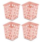 Kit 4 Cesto Organizador Quadrado Alto Multiuso 10,5 x 10,5 Branco Preto Transparente Rosa