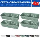 Kit 4 Cesto Organizador Rattan c/ Divisória Removível 23x8