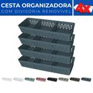 Kit 4 Cesto Organizador Rattan c/ Divisória Removível 34x11